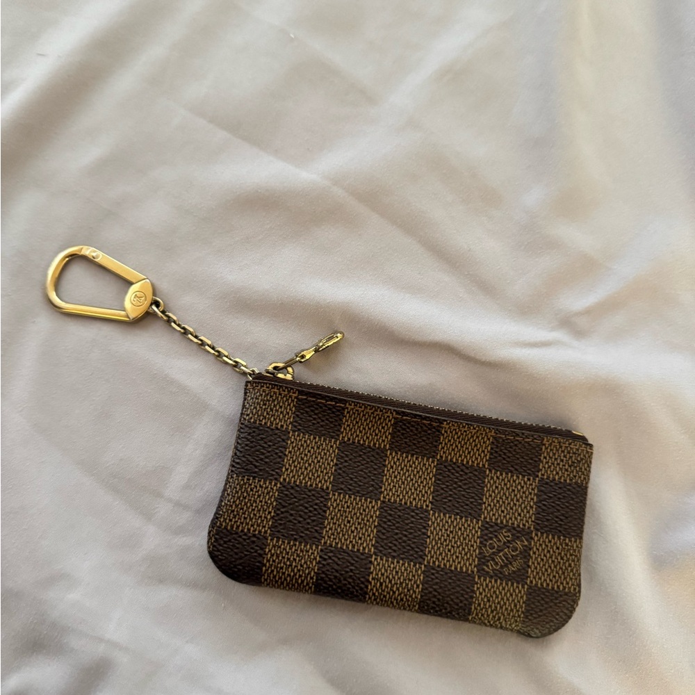 Louis Vuitton Brown Damier Ebene Key Pouch with Gold Hardware